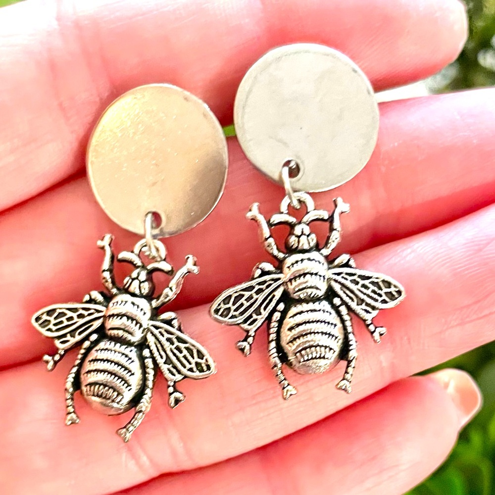 Silver Bee Earrings